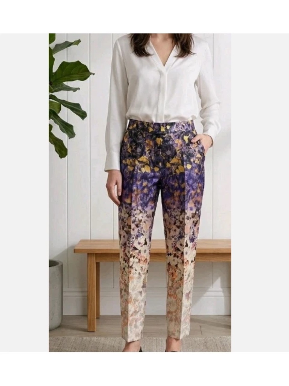 Anthropologie Leifsdottir Metallic Floral Pants - Size 2 Extra Small